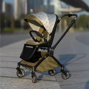Yüksek peyzaj tasarım 4 tekerlek yaylı amortisör bebek arabası bebek arabası bebek arabası 3 in 1 için uçak