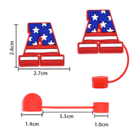 En gros Américain Pvc Caoutchouc Paille Topper Mode Personnalisé Coeur Étoile Usa Drapeau 8mm Paille Topper pour Enfants Femmes