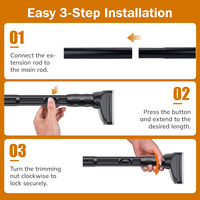 ARODDY Barre de tension extensible extra longue pour patio, réglable en un clic, sans perçage, 32 mm, en carbone, 39,4-137,8 pouces, fabriquée sur mesure