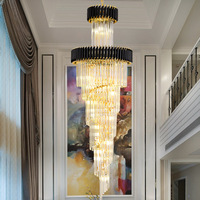 Lustre moderne en cristal pour escalier long, plafonnier pour villa, duplex, chambre à coucher, plafonnier de villa, lustre de duplex haut de gamme