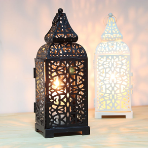 Lanterne a vento in stile marocchino in metallo lampade a motivo floreale scava fuori il Design portacandele in ferro decorazioni per la casa retrò - Product Image 2