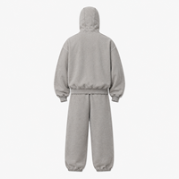 Sweat à capuche zippé slim et pantalon de survêtement en coton 100 % personnalisés, en molleton biologique français 500 g/m² épais, avec impression 3D en relief, et cagoule zippée