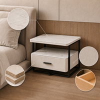 Meja Samping Tempat Tidur Kayu Solid Lapis Ganda Modern Ramah Lingkungan Tahan Lama dengan Laci untuk Kamar Tidur Mesa De Noche
