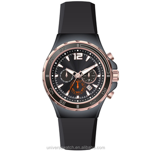 Montre chronographe pour hommes OEM ODM avec bracelet en caoutchouc et boîtier en acier inoxydable 316L U2632 - Product Image 3