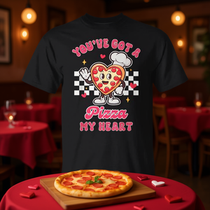 Idée cadeau pour les amateurs de pizza pour la Saint-Valentin 'You've Got a Pizza That My Heart T-Shirt' - T-shirt promotionnel - Product Image 3