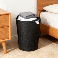 Panier à linge en feutre de grande taille avec poignée en cuir PU 60x54cm, sac de rangement pour vêtements sales de grande capacité pour la maison