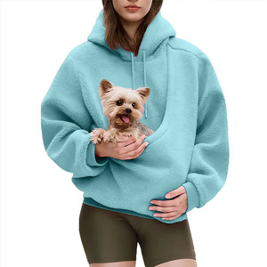 Custom Polar Sherpa Fleece Pet Pouch Carrier Cat Dog <strong>Hoodie</strong> Neutral <strong>Hoodie</strong> Pet <strong>Snuggle</strong> Hoody Kangaroo Warm Wholesale OEM - Product Image 5