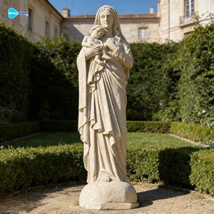 Estatua <span class=keywords><strong>de</strong></span> la Virgen María <span class=keywords><strong>de</strong></span> Tamaño Real Tallada a Mano para Exteriores, con el Niño Jesús en Brazos, Estatuas <span class=keywords><strong>de</strong></span> la Virgen María en Mármol - Product Image 1