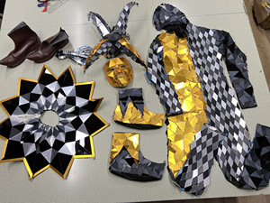 Disfraz de payaso con espejo, traje de bufón con lentejuelas reflectantes de cuerpo completo, disfraz de payaso con espejo para adultos, actuación de fiesta - Product Image 6