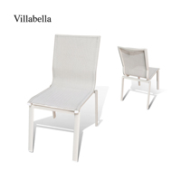 Conjunto de Comedor Comercial de Aluminio, Mesa de Piedra Sinterizada y Silla Apilable con Asiento Acolchado, Muebles de Exterior para Hotel y Restaurante