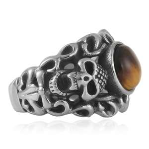 Skull <b>Ring</b> Men's Stainless Steel Black Stone Bezel Setting Punk Style Fashion Jewelry Gift 240112 - Product Image 4