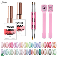 Kit de vernis gel UV pailleté effet œil de chat tendance 2027 avec pinceau double embout et baguette magnétique pour manucure