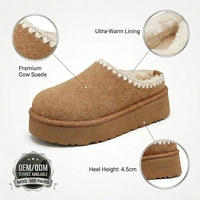 Mules d'extérieur confortables doublées de fourrure [Tailles US 5-10] Chaussures de détente légères à plateforme OEM