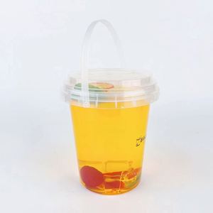 Wholesale CHUANGMEI Disposable Single Wall <b>Plastic</b> Fruits Container 32 oz <b>Drinking</b> Buckets <b>Cups</b> with Lid Silk Screen Printing - Product Image 4