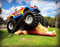Castillo Inflable Personalizado con Tobogán, Diseño de Monster Truck, de PVC Comercial, para Niños, Garantía de 3 Años