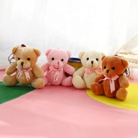Vente en gros de mini-ours en peluche rose de 10 cm, jouet mignon, porte-clés, pendentif, rembourrage en coton PP, animaux en peluche pour cadeau promotionnel