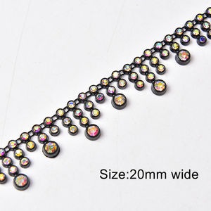Garniture en strass d'usine, <span class=keywords><strong>bande</strong></span> AB, chaîne en <span class=keywords><strong>pierre</strong></span> de cristal, plastique, blanc, noir, ornement rond, ruban à coudre, accessoires de bricolage - Product Image 3