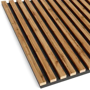 Modern Acoustic Anti Sound Absorption Proofing Wooden Design Wood Slat Polyester Fiber Wall Panel