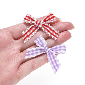 Colorful Plaid Lace <b>Bow</b> Hair Accessories Handmade DIY For Children Women Bag Decoration Gift Box Accents - Product Image 4