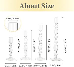 Ensemble de supports: 4 pièces chandeliers en verre transparent supports coniques vintage pour chandeliers, bougie unique stic - Product Image 6