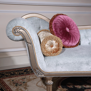 Mobili classici soggiorno Chaise Lounge tessuto di velluto legno Royal per interni soggiorno Chaise Lounge Chair - Product Image 2