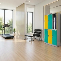 Casier de vestiaire de gym moderne en plastique ABS et acier, revêtement poudré, durable, étanche, 6 compartiments, serrure électronique à combinaison