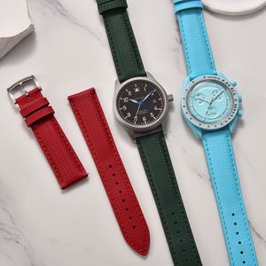 Bracelet de montre JUELONG en caoutchouc FKM hybride cuir, 18 mm/19 mm/20 mm/22 mm, à libération rapide, avec <span class=keywords><strong>boucle</strong></span> <span class=keywords><strong>ardillon</strong></span> <span class=keywords><strong>ou</strong></span> fermoir papillon - Product Image 5