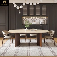 Ensemble de table à manger moderne 2026, table ovale en pierre frittée, ensemble de salle à manger 6 chaises, ensemble de salle à manger en bois Japandi