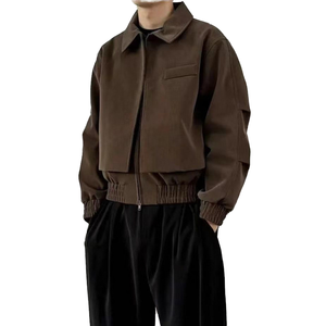 Veste bomber en cuir à fermeture éclair, design à deux pièces, hiver, devant à rabat, décontractée, réversible, pour homme et femme, couple - Product Image 3