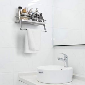 Wall Mounted Stainless Steel <b>Paper</b> Towel Holder With Spice Rack Storage Shelf <b>Kitchen</b> Organizer Adhesive No Drill Installation - Product Image 3