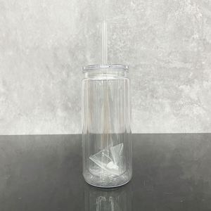 16oz 20oz Clear Double Wall Plastic Snowglobe <b>Cup</b> <b>with</b> Straw Acrylic <b>Lid</b> Pre Drilled 16 oz Snow Globe Tumbler for UV DTF Wraps - Product Image 2