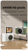 Cámara digital retro de moda 4K Ultra HD AF 16X Zoom Beauty SLR Cámara con pantalla Selfie de 64MP 14 filtros y función OTG