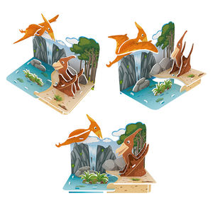 Nouveaux articles chauds 4 en 1 assemblage dinosaures jurassiques monde avec scène de jungle 3D mousse Puzzles enfants éducation jeu puzzles - Product Image 2