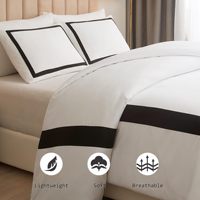 Parure de Lit Trois Pièces Motif Lignes Noires Impression Numérique 3D Microfibre Hôtellerie Vente en Gros