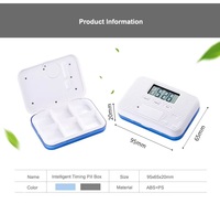 Minuterie intelligente personnalisée Mini boîte à médicaments portable Conteneur à pilules électronique Rappel de réveil à écran numérique en plastique durable