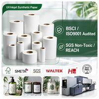 Étiquettes autocollantes synthétiques, papier pour étiquettes, autocollants de vente au détail, papier synthétique imprimable jet d'encre UV en rouleau