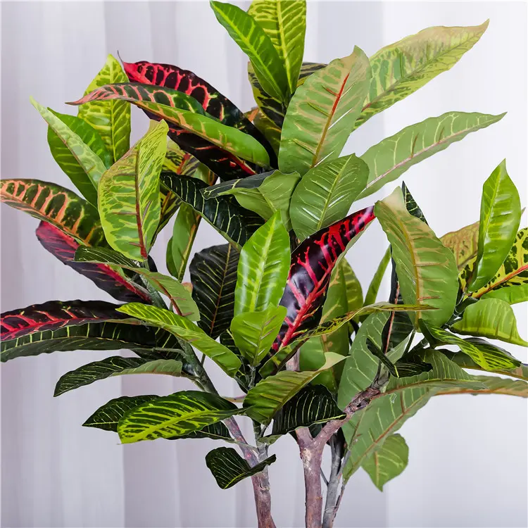 Árvore de plantas artificiais, árvore de plantas de croton com novo design decorativo para áreas internas e externas