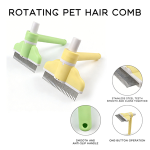 360 Rotating Head Flea Comb <b>Hair</b> Removal <b>Brush</b> <b>Soft</b> Stainless Steel Needle Self-Cleaning Portable Safe Convenient Easy Use Cats - Product Image 2
