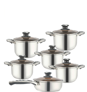 12Pcs Cổ Điển Kim Loại Nhà Bếp Nấu Ăn Nồi Thiết Lập Đông Âu Thép Không Gỉ 5 Lớp Phổ Dưới Súp Kho Chậu Nhiệt Kế - Product Image 3