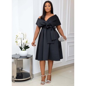 Vestido de oficina Formal africano para mujer, ropa de Color sólido, talla grande, informal, de noche - Product Image 4
