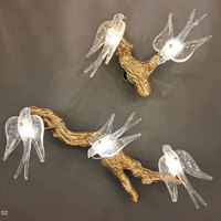 Lustre en verre en forme d'oiseau en cristal de cuivre VH sur mesure décoré d'art pour le comptoir de restaurant et de bar à hauteur réglable