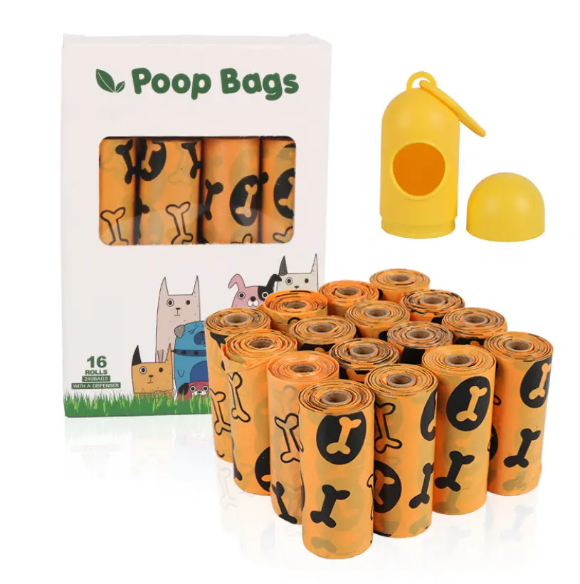 Özel kokulu tek kullanımlık compostable pet köpek kaka poşetleri biyobozunur poop baggies dağıtıcı tutucular taşıyıcı atık torbası köpek için