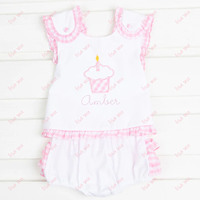 Vêtements pour enfants à la mode, vente en gros, coton tissé, volants, ensemble de couture et de bloomers pour bébés filles, broderie, ensemble de vêtements pour filles en bas âge