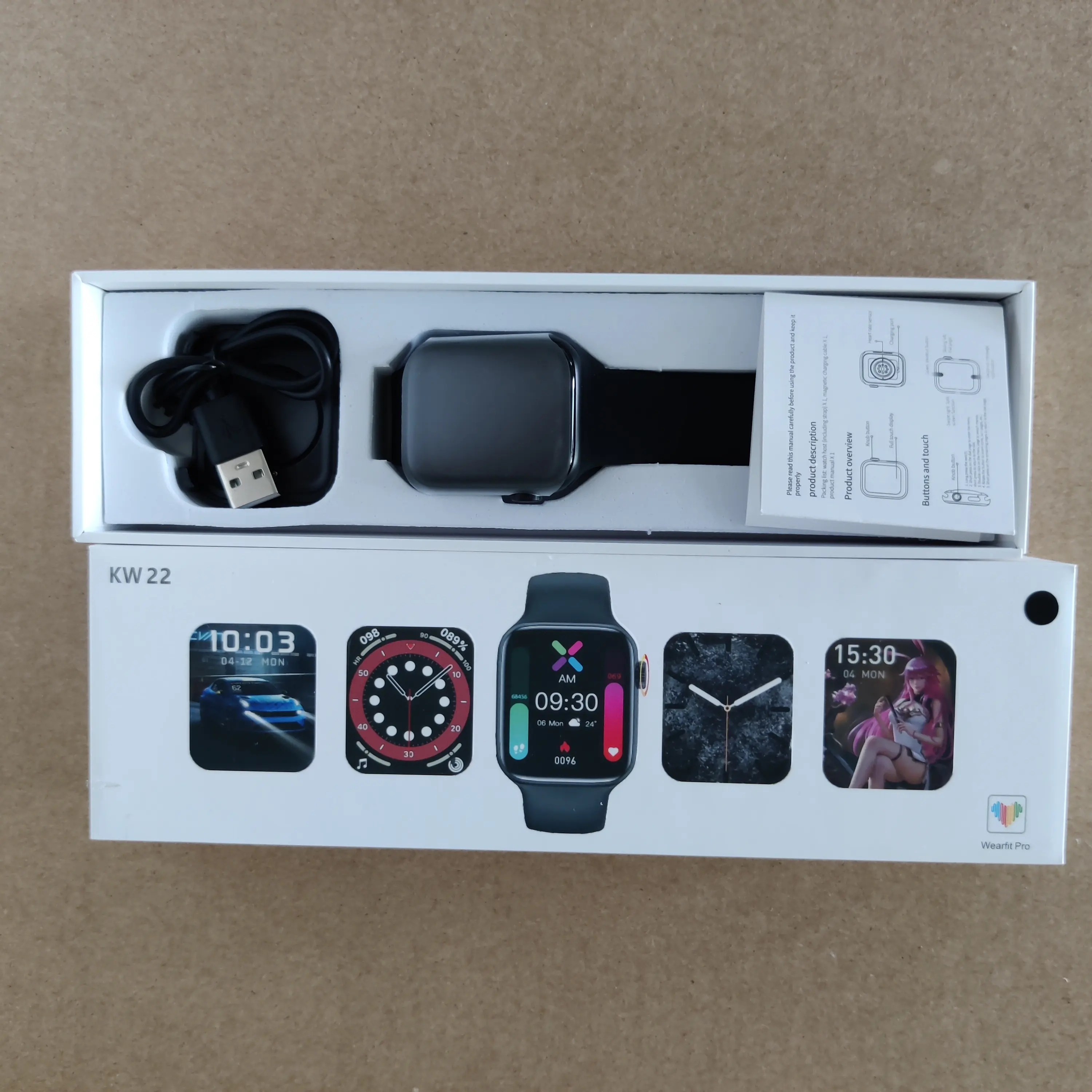 Smart Watch KW22 Android Men IP67 Waterproof Full Touch Sports Health Blood Pressure Smartwatch 2021 For Xiaomi MI Amazfit GTS 2