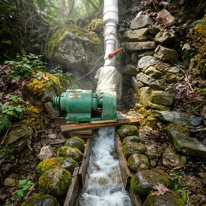 Mini unité d'alimentation hydraulique <span class=keywords><strong>600W</strong></span> Turbine Pelton à tuyau de 80mm avec générateurs en acier inoxydable 0.6KW tension nominale 220V - Product Image 1