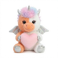 Peluche de dragon mignonne, jouet en peluche kawaii avec des ailes, cadeau de la Saint-Valentin