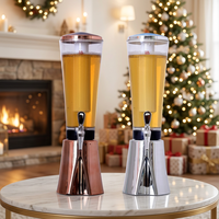 Distributeur de bière LED 3L Or Argent avec tube à glace, Distributeur de boissons portable de qualité alimentaire pour bars, pubs et fêtes