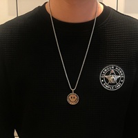 Kalung Liontin Bunga Pria Sporty dari Baja Anti Karat Unik Zoryn dengan Manik-manik Bambu, Dapat Dikustomisasi dengan Teks, Hadiah Grosir