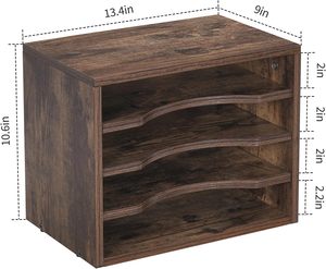 Organizador de Archivos <span class=keywords><strong>Rectangular</strong></span> de <span class=keywords><strong>Madera</strong></span> Vintage con 3 Estantes Ajustables para Escritorio, Clasificador de Documentos/Cartas/Correo para Escuela, Hogar y Oficina - Product Image 6