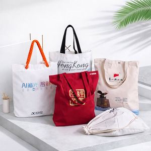 Eco Reusable Canvas Shopping Tote <b>Bag</b> with <b>Long</b> Handles, Custom Logo Promotional <b>Bag</b> - Product Image 5